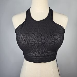 Zyia Active Black Flower Power Sports Bra with Removable Pads Size M NWT